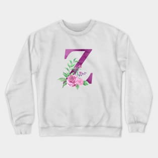 Floral Monogram Z Beautiful Rose Bouquet Crewneck Sweatshirt